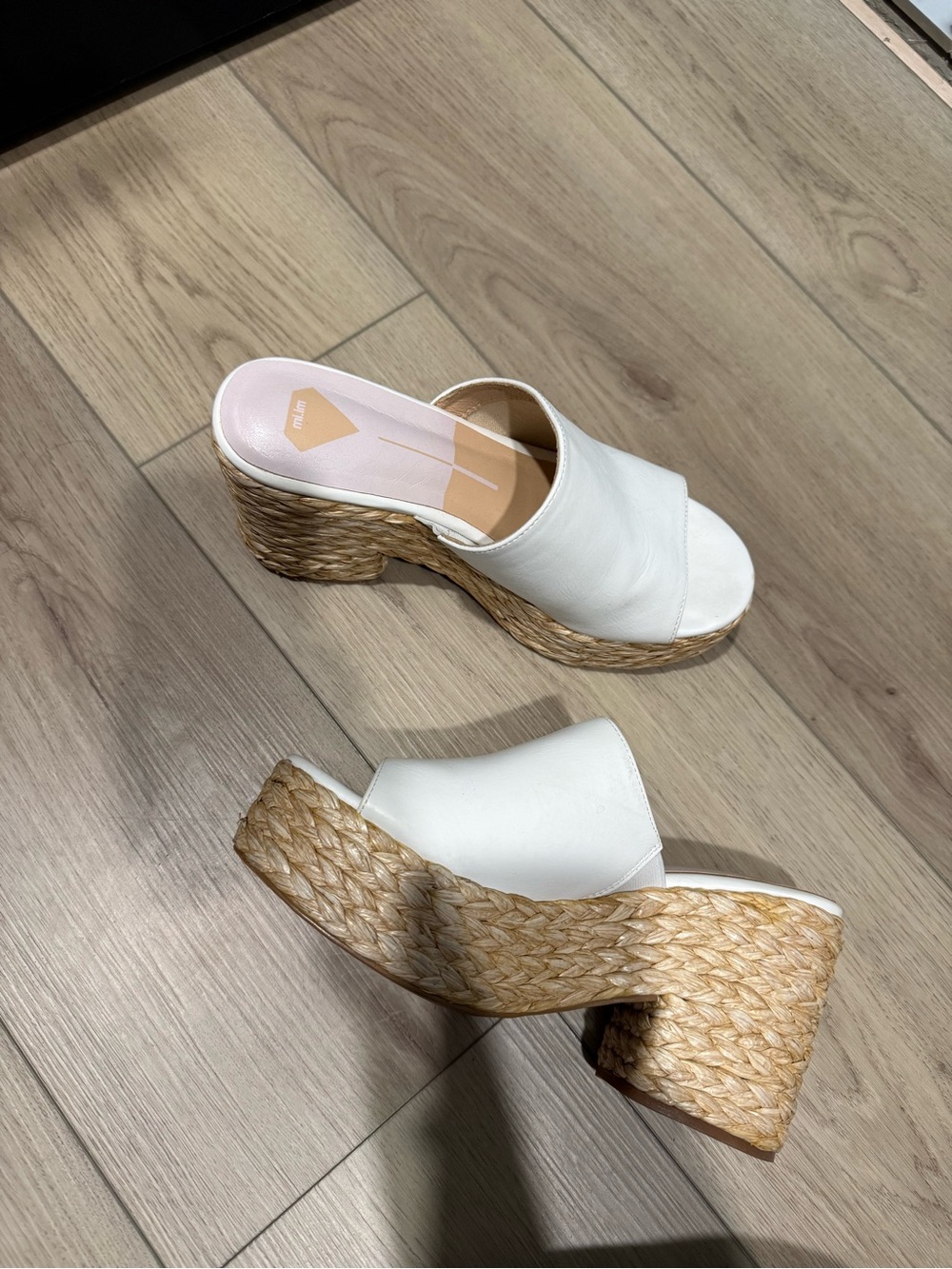 Mi.iM White Woven Espadrille Platform Slide Heels